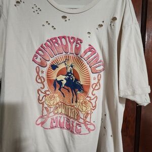 ARULA Cream Graphic Tee with Pink and Orange Design